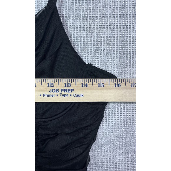 Black Y2K Mesh Ruched Bustier Blouse Spaghetti Strap Stretch XL - Picture 9 of 9